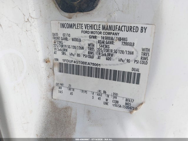 Auction sale of the 2011 Ford Super Duty F-450 Drw Xl, vin: 1FDUF4GT0BEA75001, lot number: 45608667
