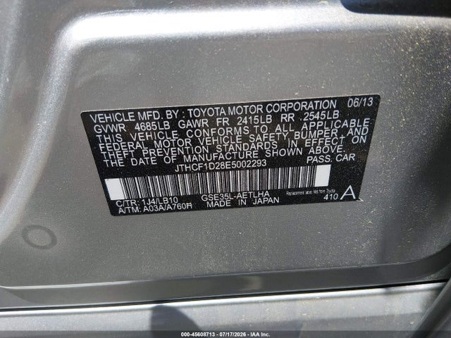 Продаж на аукціоні авто 2014 Lexus Is 250, vin: JTHCF1D28E5002293, номер лоту: 45608713