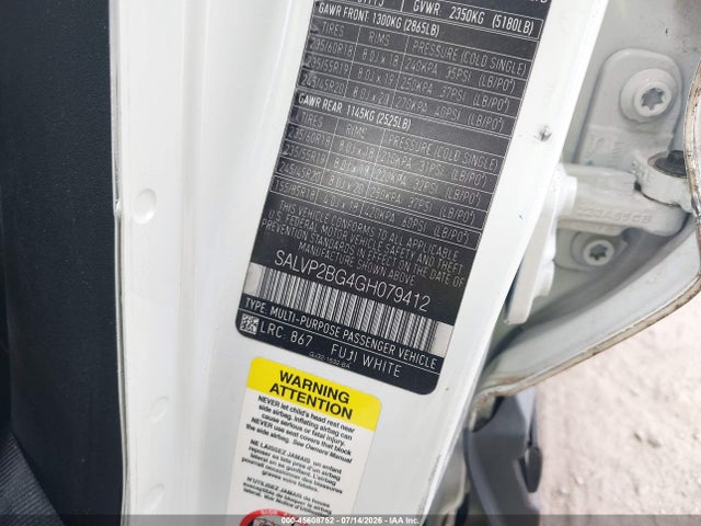 Продажа на аукционе авто 2016 Land Rover Range Rover Evoque Se/se Premium, vin: SALVP2BG4GH079412, номер лота: 45608752
