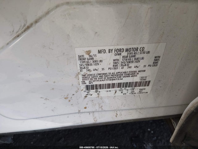 Ford EDGE SPORT 2015 2FMTK4AP7FBB67534 Image 9