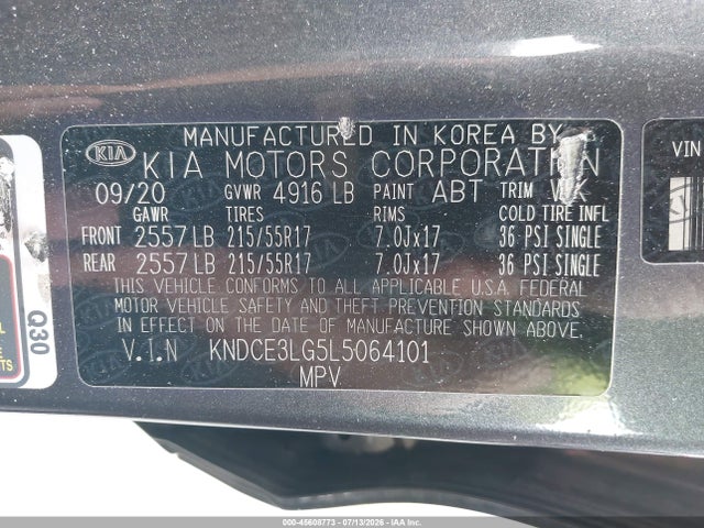 KNDCE3LG5L5064101 KIA Niro Ev Ex Premium