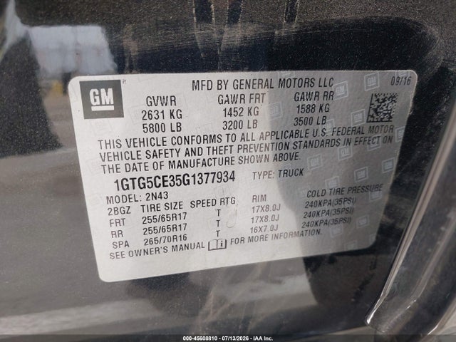 GMC Canyon 2wd Sle 2016 1GTG5CE35G1377934 Image 9