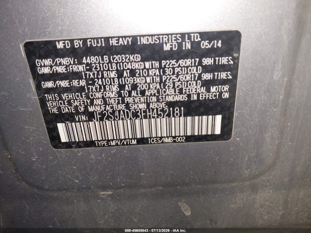 Subaru Forester 2.5i Premium 2015 JF2SJADC3FH452181 Image 9