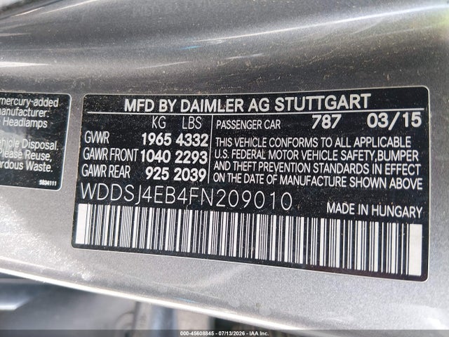 WDDSJ4EB4FN209010 Mercedes-Benz CLA 250