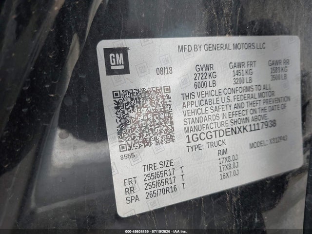 1GCGTDENXK1117938 Chevrolet Colorado Z71