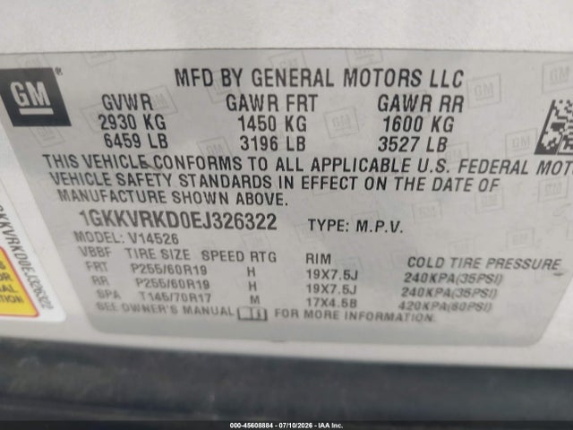 GMC Acadia Slt-1 2014 1GKKVRKD0EJ326322 Image 9