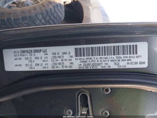 Aukcja sprzedaży 2013 Ram 2500 Laramie, vin: 3C6UR5FL8DG530277, numer aukcji: 45608902