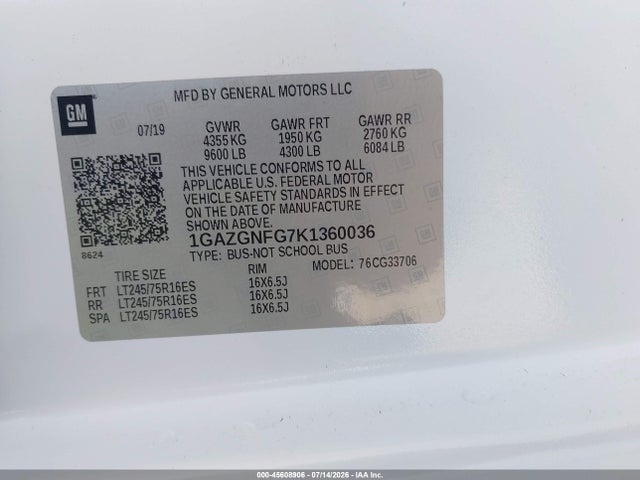 Chevrolet Express 3500 Ls 2019 1GAZGNFG7K1360036 Image 9