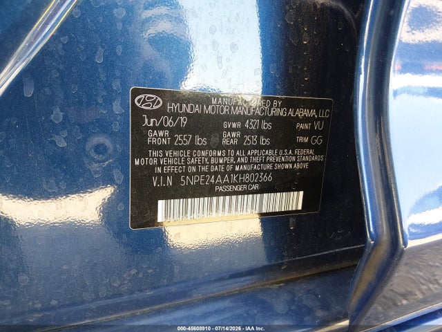 5NPE24AA1KH802366 Hyundai SONATA ECO