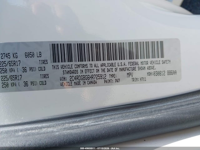 Dodge Grand Caravan Se 2017 2C4RDGBG6HR725912 Image 9