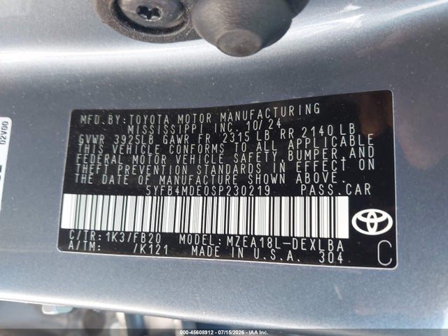 Toyota COROLLA LE 2025 5YFB4MDE0SP230219 Image 9