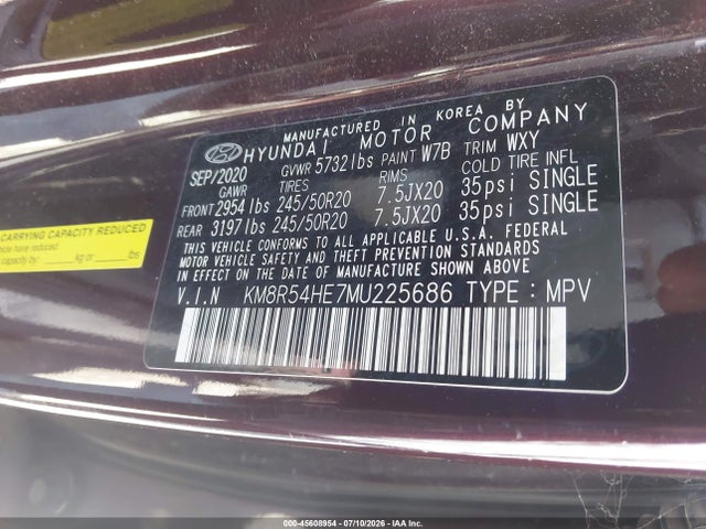 KM8R54HE7MU225686 Hyundai Palisade Limited