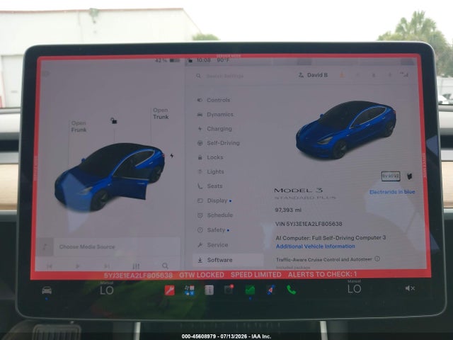 45608979 :رقم المزاد ، 5YJ3E1EA2LF805638 vin ، 2020 Tesla Model 3 Standard Range Plus Rear-wheel Drive/standard Range Rear-wheel Drive مزاد بيع