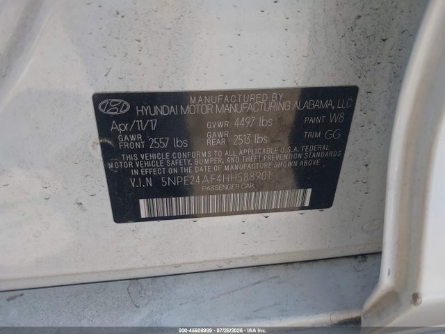 Hyundai Sonata 2017 5NPE24AF4HH588901 Image 9
