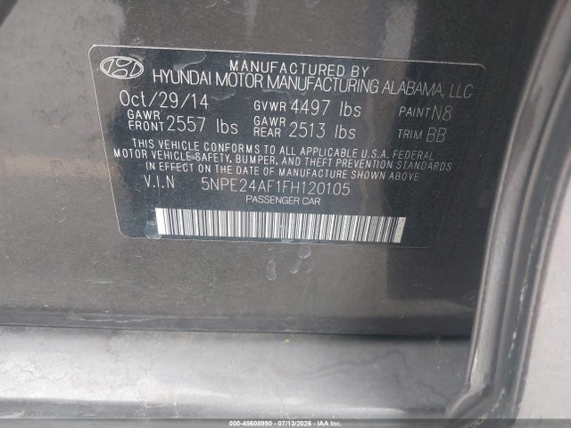 Hyundai SONATA SE 2015 5NPE24AF1FH120105 Image 9
