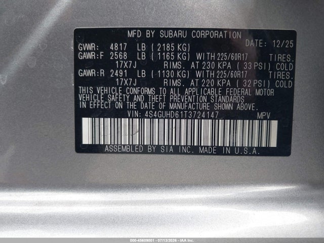 4S4GUHD61T3724147 Subaru Crosstrek Premium