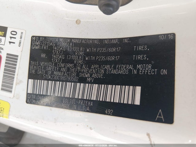 Toyota Sienna Le 8 Passenger 2017 5TDKZ3DC1HS793502 Image 9