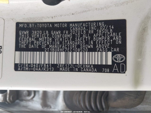 Toyota Corolla Le Plus 2014 2T1BURHE7EC108520 Image 9