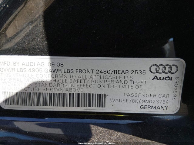 Продажа на аукционе авто 2009 Audi A4 2.0t Premium, vin: WAUSF78K69N023754, номер лота: 45609058
