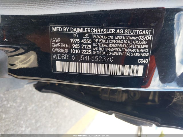 Продажа на аукционе авто 2004 Mercedes-benz C 240, vin: WDBRF61J54F552370, номер лота: 45609071