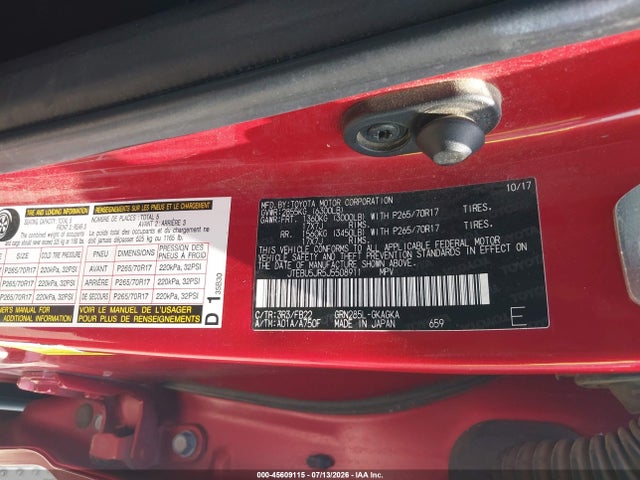Toyota 4RUNNER SR5 2018 JTEBU5JR5J5508911 Image 9
