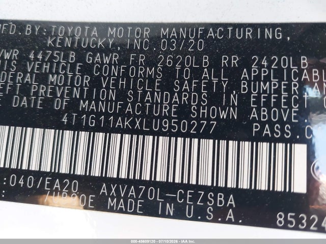 4T1G11AKXLU950277 Toyota CAMRY SE