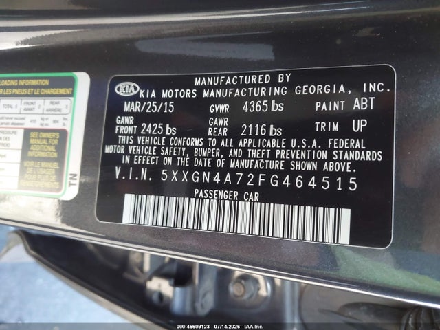 5XXGN4A72FG464515 KIA OPTIMA EX