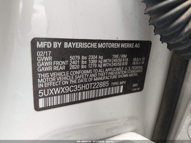 5UXWX9C35H0T22885 BMW X3 Xdrive28i