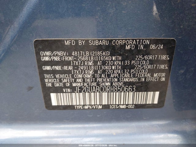Subaru Crosstrek 2024 JF2GUABC0RH850663 Image 9