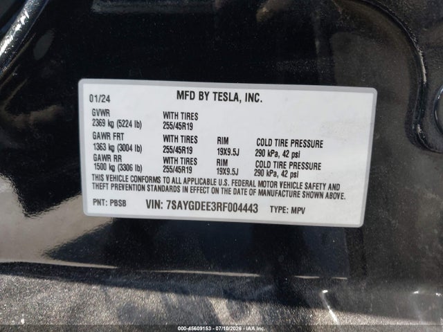 7SAYGDEE3RF004443 Tesla Model Y Long Range Dual Motor All-wheel Drive