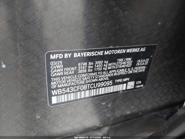 BMW Ix Xdrive45 2026 WB543CF08TCU99095 Image 9