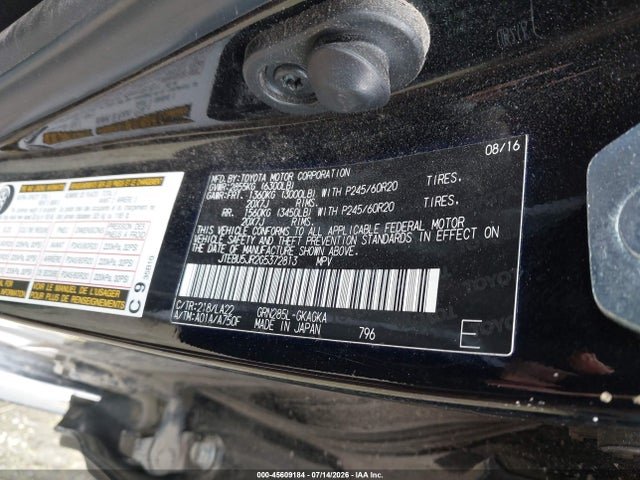 Toyota 4runner Limited 2016 JTEBU5JR2G5372813 Image 9