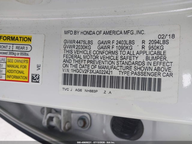 1HGCV2F3XJA022421 Honda Accord Sport 2.0t