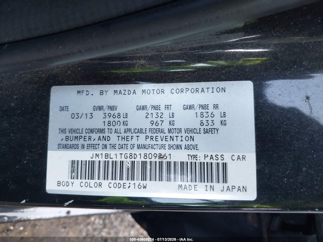 Продажа на аукционе авто 2013 Mazda Mazda3 I Sv, vin: JM1BL1TG8D1809261, номер лота: 45609224