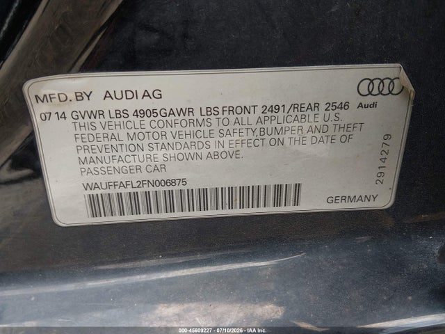 Aukcja sprzedaży 2015 Audi A4 2.0t Premium, vin: WAUFFAFL2FN006875, numer aukcji: 45609227