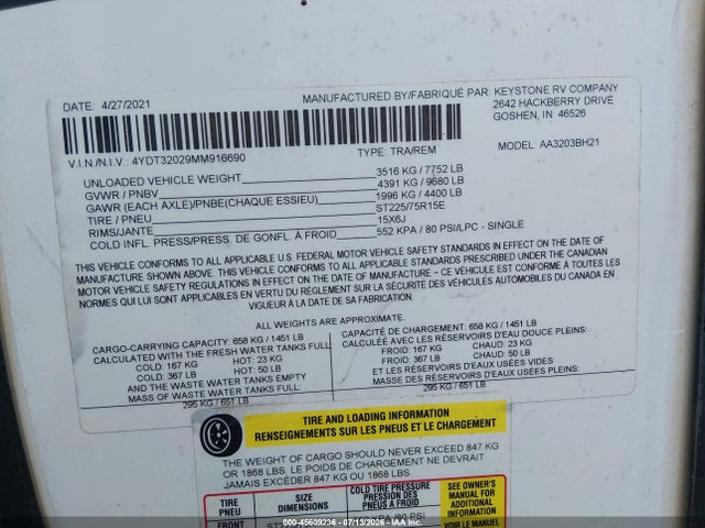 Keystone Astoria M-3203bh 2021 4YDT32029MM916690 Image 9