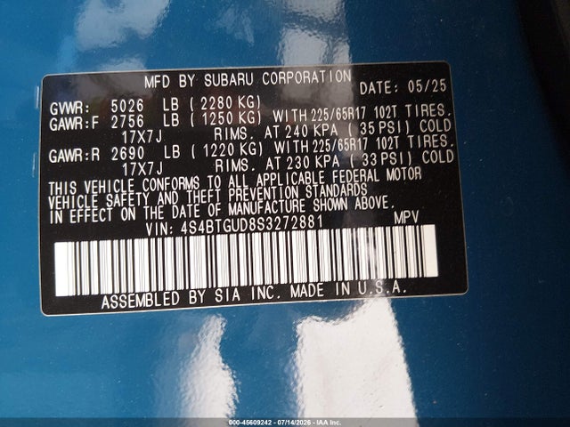 Subaru Outback Wilderness 2025 4S4BTGUD8S3272881 Image 9