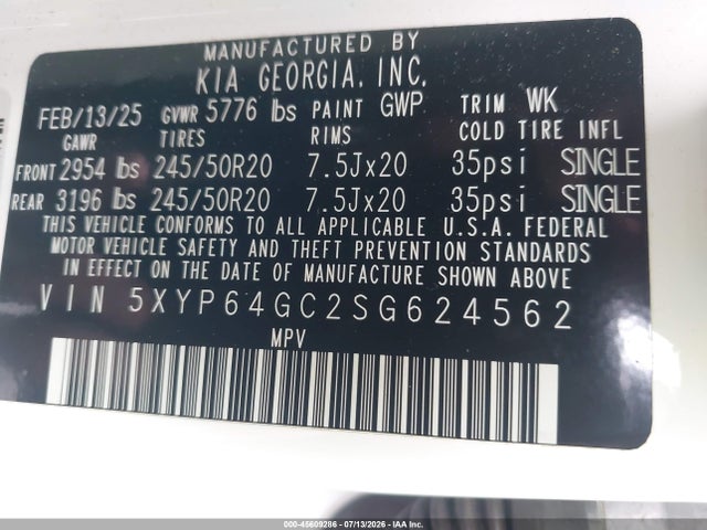 KIA Telluride S 2025 5XYP64GC2SG624562 Image 9