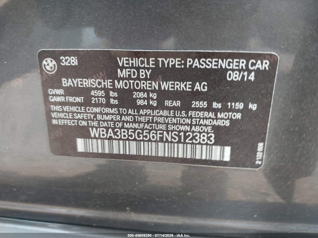 Продажа на аукционе авто 2015 Bmw 328i Xdrive, vin: WBA3B5G56FNS12383, номер лота: 45609290