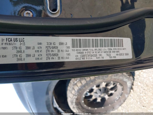 2015 Ram 1500 Big Horn მანქანა იყიდება აუქციონზე, vin: 1C6RR7GT0FS643328, აუქციონის ნომერი: 45609297