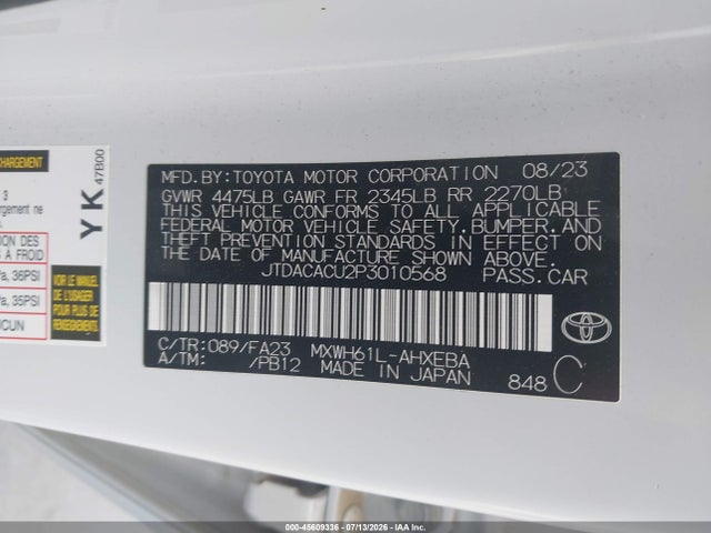 JTDACACU2P3010568 Toyota Prius Prime Se