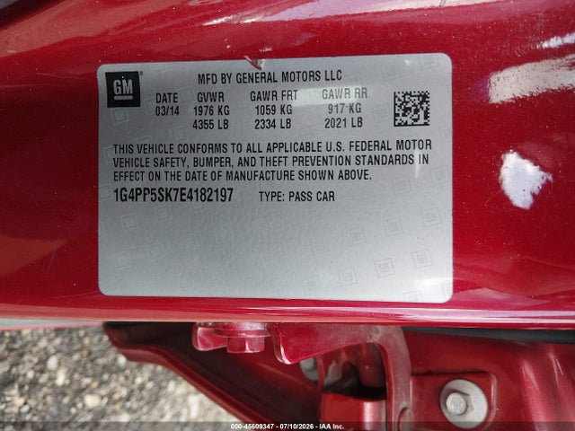 Aukcja sprzedaży 2014 Buick Verano, vin: 1G4PP5SK7E4182197, numer aukcji: 45609347