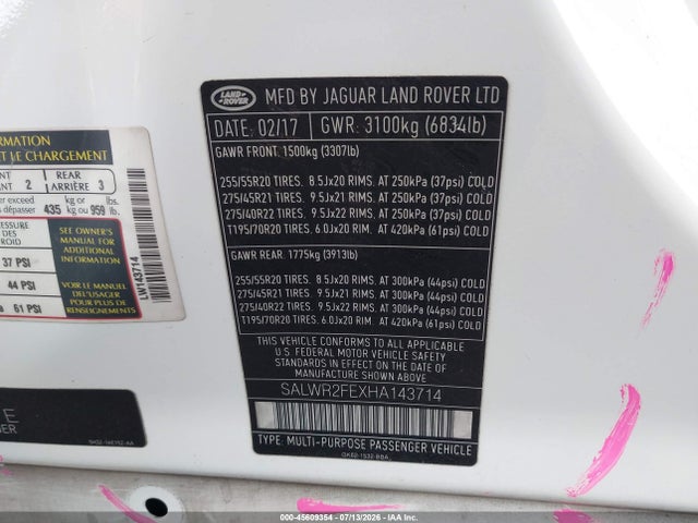 SALWR2FEXHA143714 Land Rover Range Rover Sport 5.0l V8 Supercharged/5.0l V8 Supercharged Dynamic