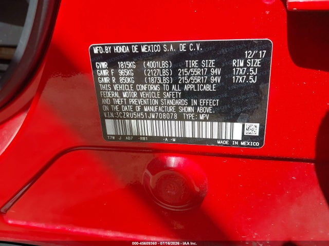 Honda HR-V EX 2018 3CZRU5H51JM708078 Image 9