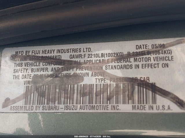 45609425 :رقم المزاد ، 4S3BH686717600651 vin ، 2001 Subaru Outback Limited مزاد بيع