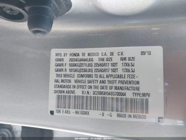 Honda CR-V EX 2014 3CZRM3H54EG700064 Image 9