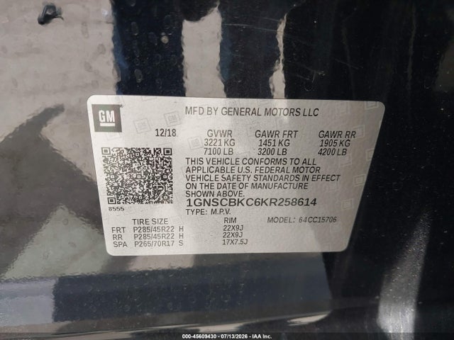 Chevrolet Tahoe Lt 2019 1GNSCBKC6KR258614 Image 9