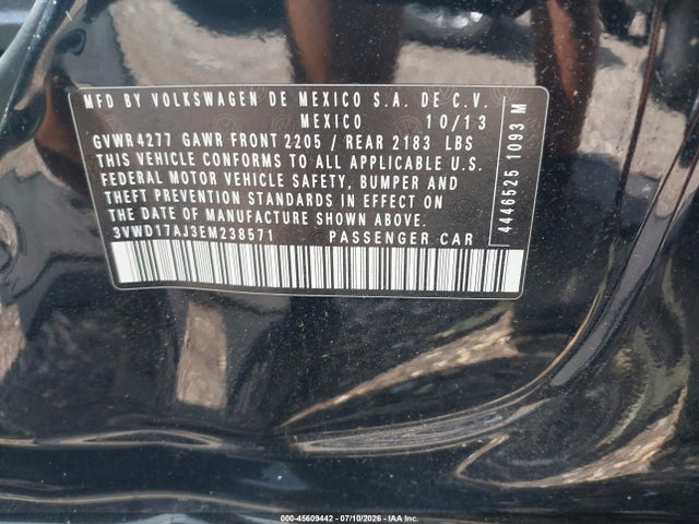 Aukcja sprzedaży 2014 Volkswagen Jetta 1.8t Se, vin: 3VWD17AJ3EM238571, numer aukcji: 45609442