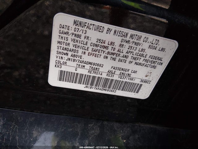 45609447 :رقم المزاد ، JN1BV7AR4EM690662 vin ، 2014 Infiniti Q50 Premium مزاد بيع