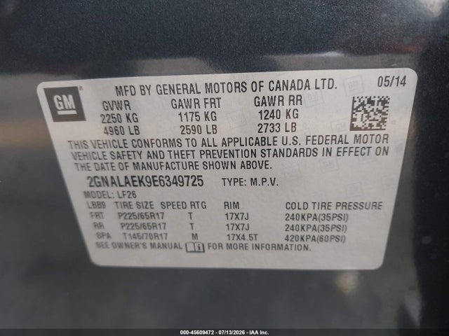 Chevrolet EQUINOX LS 2014 2GNALAEK9E6349725 Image 9